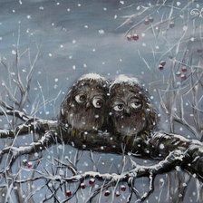 Схема вышивки «თოვლში ბუები»