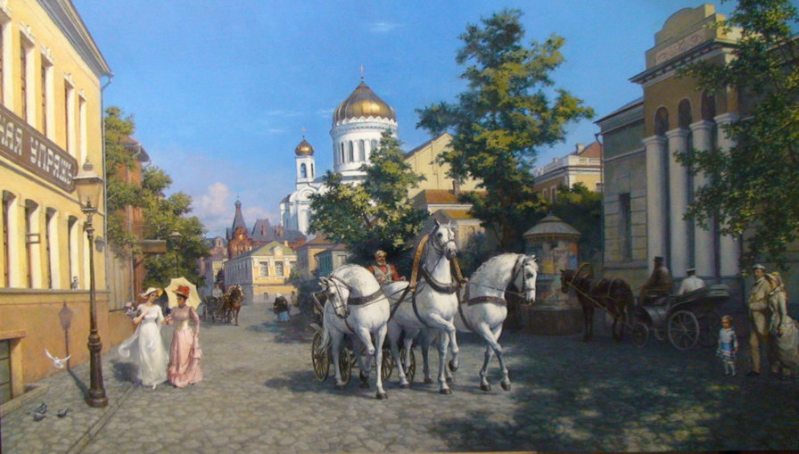 №877812 - город, лошади, люди - оригинал