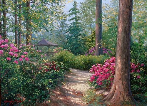 №877829 - лес, беседка, цветы - оригинал