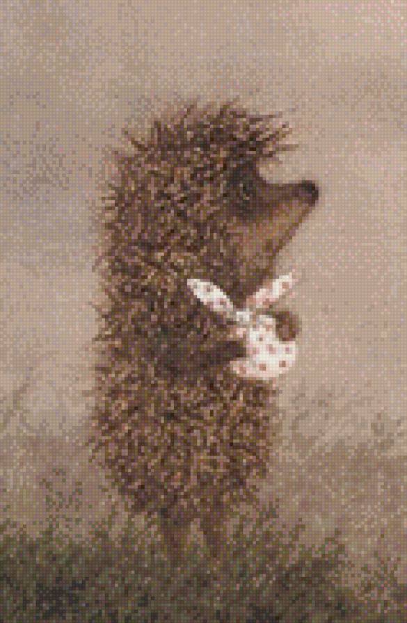 Ёжик в тумане - еж, мешочек, туман. - предпросмотр