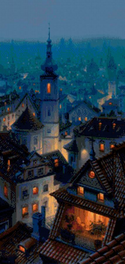 вечерняя прага - пейзаж, крыши, сумерки, вечер, чехия, город, прага - предпросмотр