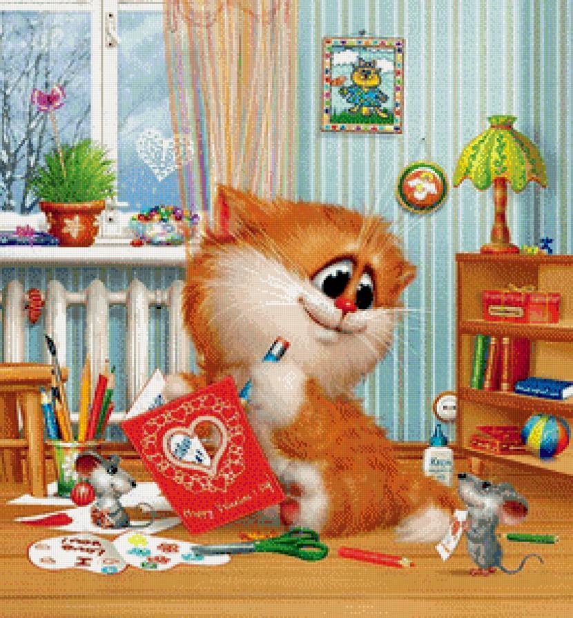 Валентинка - котик - предпросмотр