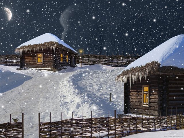 Хатынка - хуторок, домики, зима, хатка - оригинал