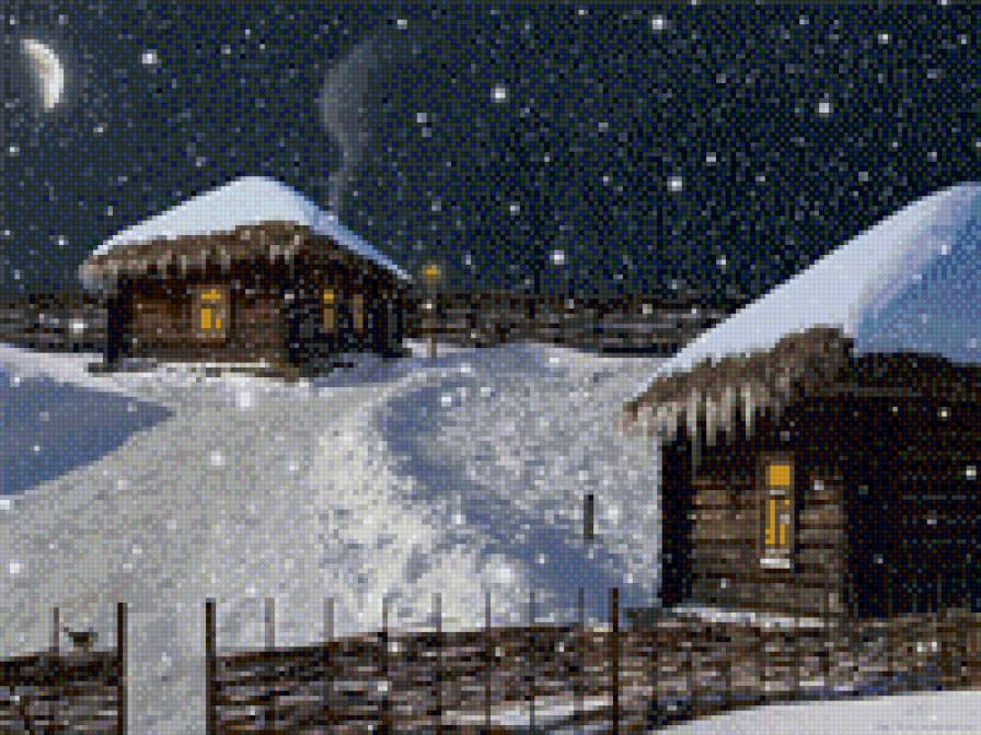 Хатынка - хуторок, зима, хатка, домики - предпросмотр