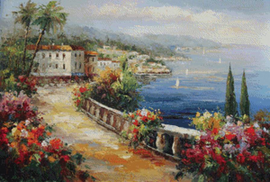 №878986 - цветы, набережная, море - предпросмотр