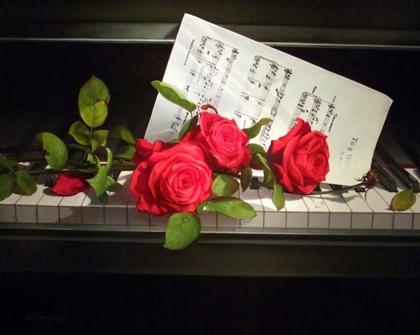 Розы на фортепиано - роза - оригинал