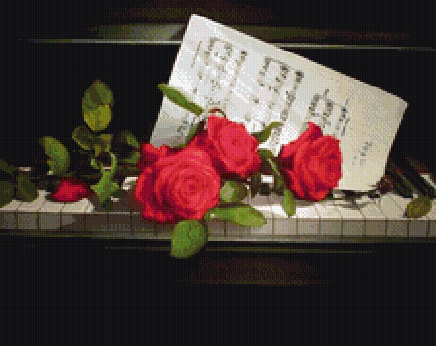 Розы на фортепиано - роза - предпросмотр