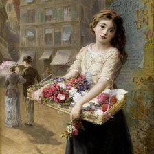 Схема вышивки «Augustus Edwin Mulready. Девочка и цветы»