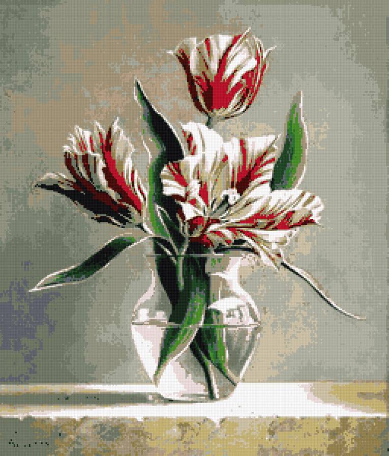 Тюльпаны в вазе - цветы, тюльпаны - предпросмотр