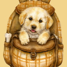 Схема вышивки «Собачка в рюкзачке»