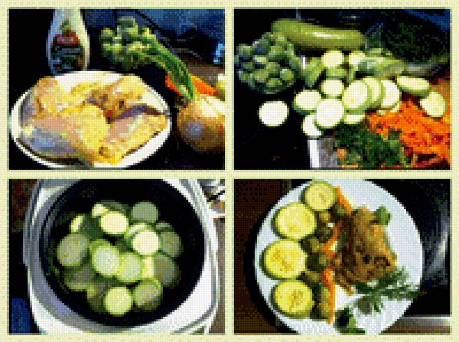 приятного аппетита - еда, кабачки, овощи, коллаж, кухня - предпросмотр