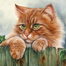 Схема вышивки «Кошка на заборе2»