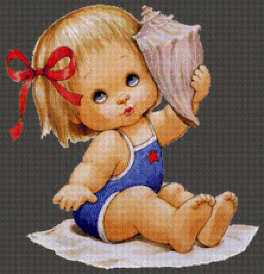 Девочка и ракушка - девочка, ракушка - предпросмотр