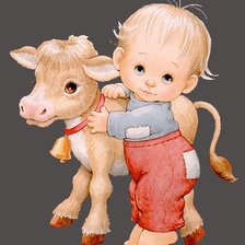 Схема вышивки «мальчик и теленок»