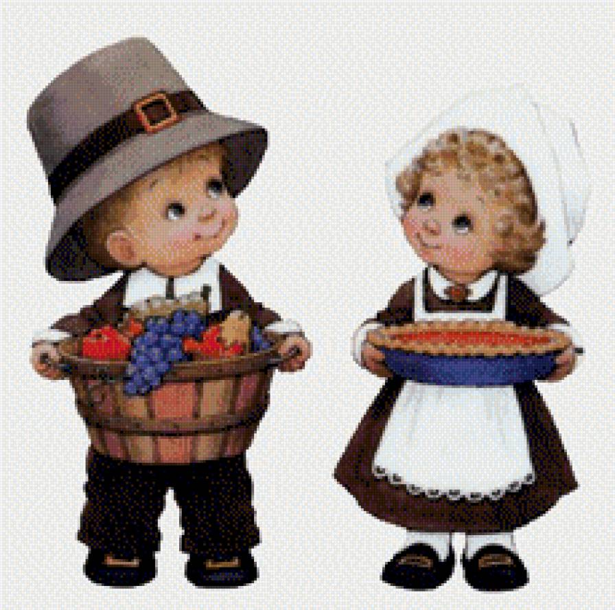 девочка и мальчик - мальчик, дети, фрукты, корзина, девочка - предпросмотр