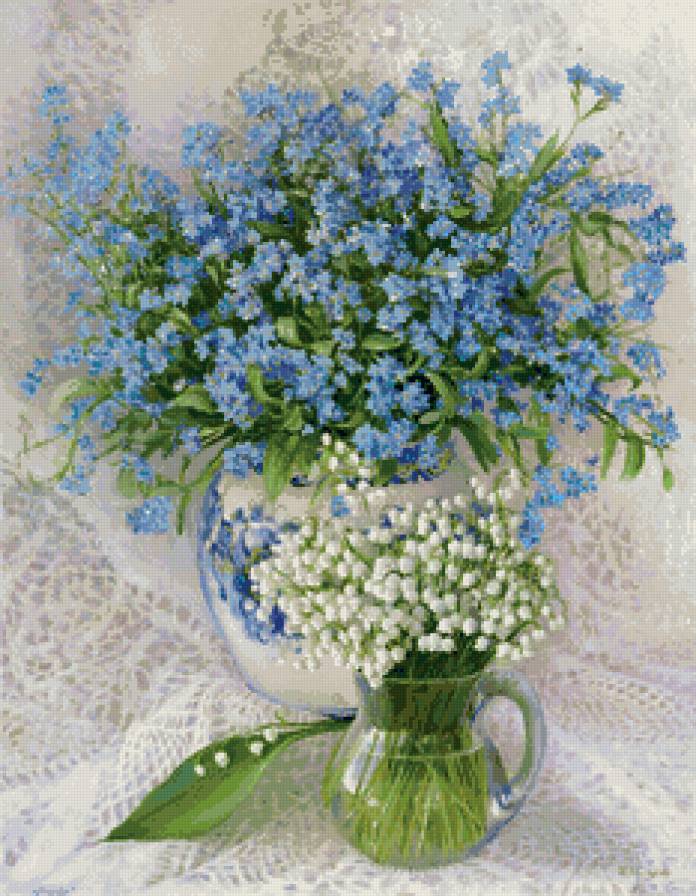 незабудки и ландыши - цветы, весна, акварель, незабудка, живопись, ландыши - предпросмотр