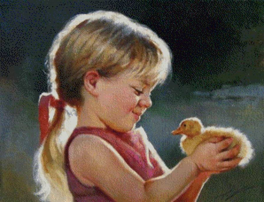 девочка с утенком - дети - предпросмотр