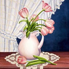 Оригинал схемы вышивки «Тюльпаны на подоконнике» (№882214)