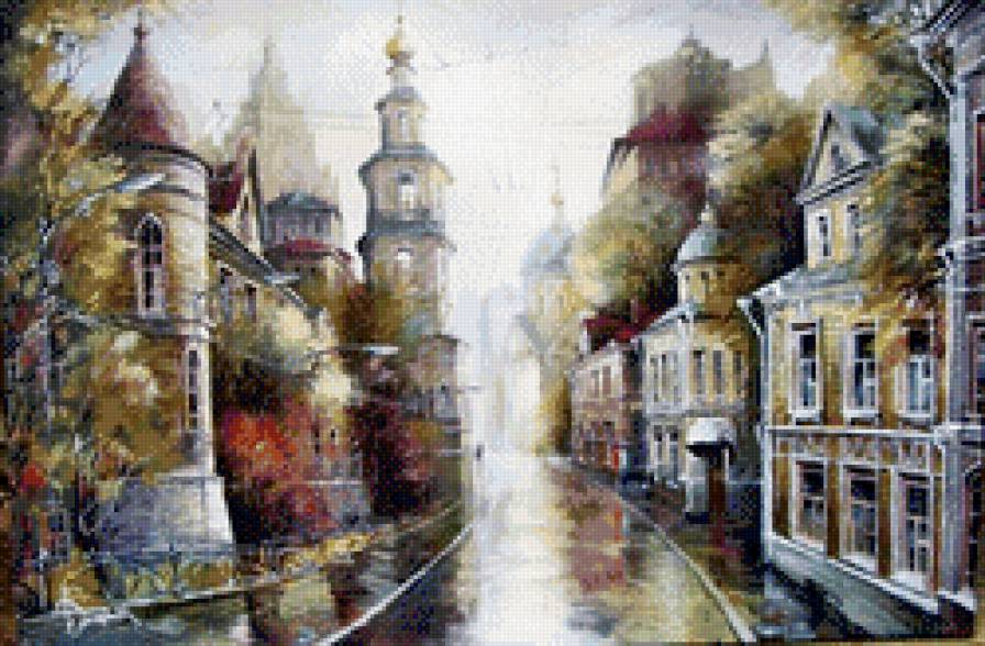 А. Стародубов Архитектура старой Москвы - городской пейзаж, дома, старая москва, осень - предпросмотр