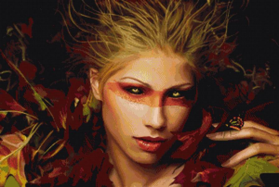 девушка фэнтези - бабочка, фэнтези, портрет, девушка, взгляд - предпросмотр