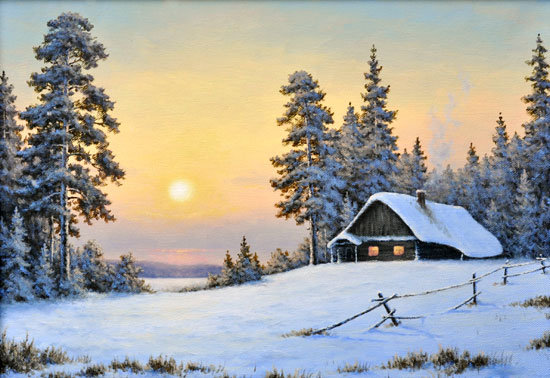 №882926 - дом, зима, пейзаж - оригинал