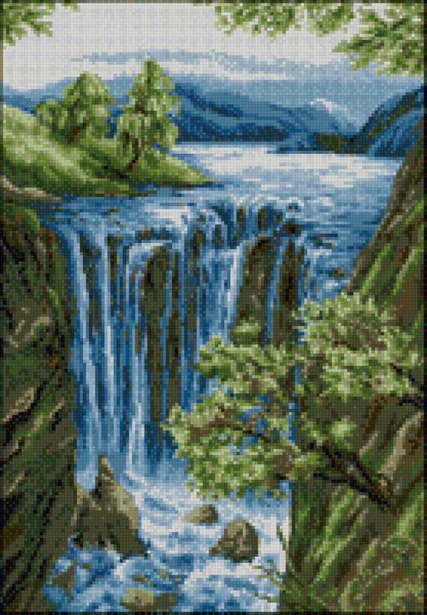 Водопад - лес, вода, лето, красота - предпросмотр