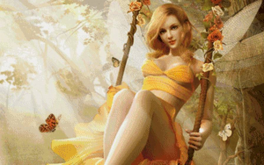 на качелях - девушка - предпросмотр