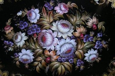 жостовская роспись 3 - жостово, георгины, роспись, фиалки - оригинал