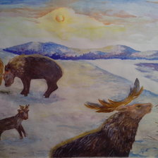 Схема вышивки «Семья оленей»