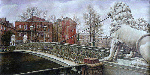 Львиный мост (канал Грибоедова) - городской пейзаж - оригинал