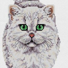 Оригинал схемы вышивки «Белый кот» (№884524)