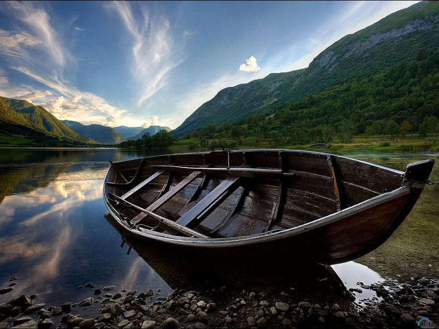 лодка - озеро, лодка, природа - оригинал