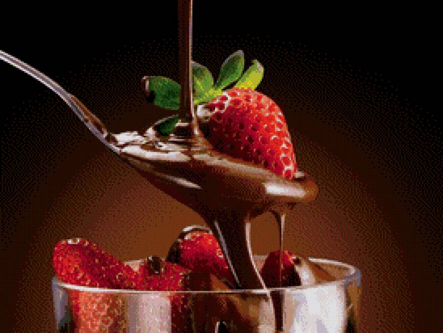 Шоколадно-клубничное настроение.Для кухни. - ягоды, десерт, удовольствие, шоколад, клубника - предпросмотр