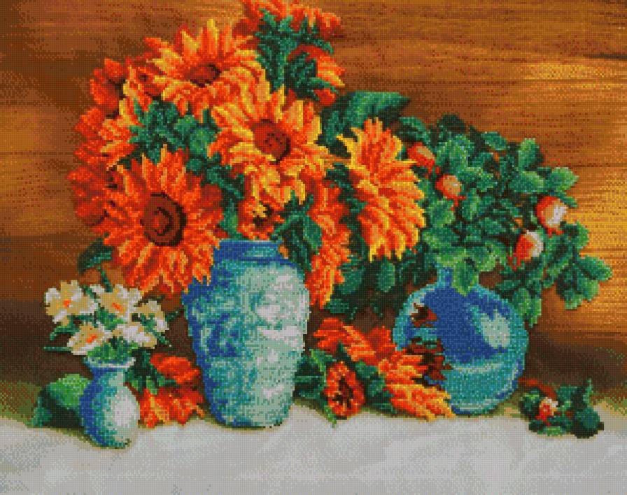 Подсолнухи - подсолнухи, натюрморт, цветы - предпросмотр