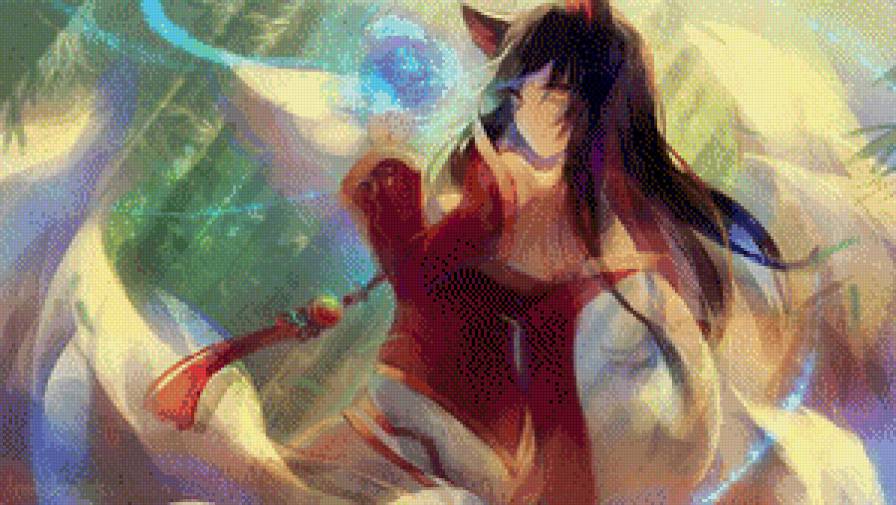 аниме-девушка - аниме, девушка, маг, кошка - предпросмотр