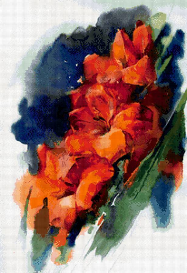 акварельные гладиолусы - гладиолусы, акварель, цветы, картина - предпросмотр