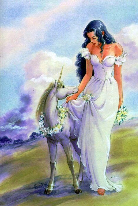 Девушка и единорог - единорог, девушка - оригинал