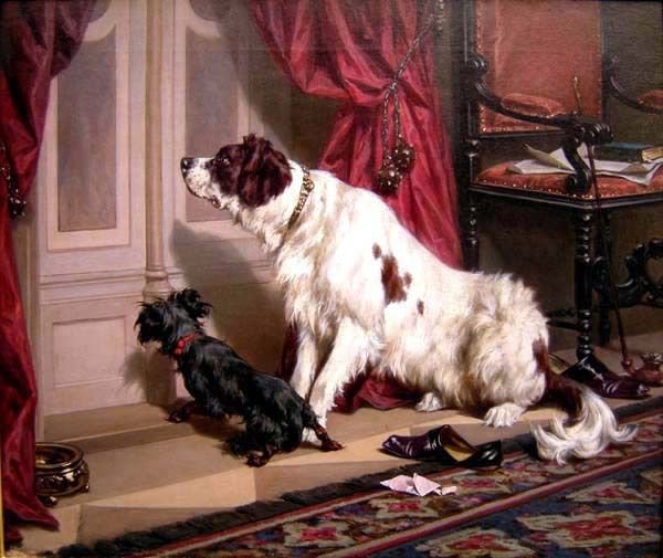 В ожидании хозяина - картина, собаки, жанровая сценка - оригинал