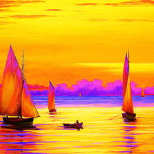 Схема вышивки «żaglówki o zachodzie»