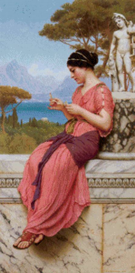 John William Godward (1861-1922) - Нежное письмо 1913 - классика, жанровая сценка, неоклассицизм - предпросмотр