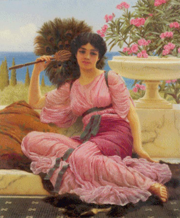 John William Godward (1861-1922) - Flabellifera 1905 - жанровая сценка, классика, неоклассицизм - предпросмотр