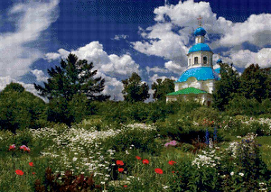 церковь на окраине - пейзаж. природа. храмы, лето - предпросмотр