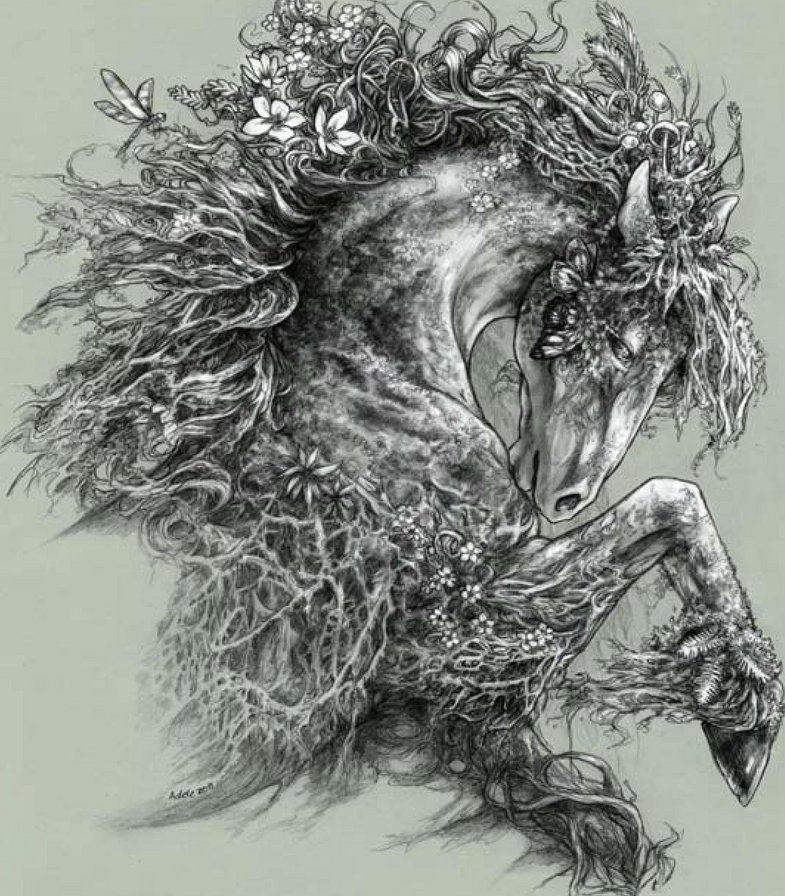 конь монохром - животные, монохром, лошадь, конь, чорно-белое - оригинал