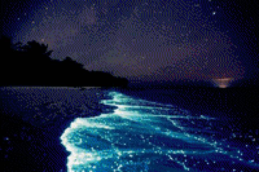 Морской берег - волна, берег, ночь - предпросмотр