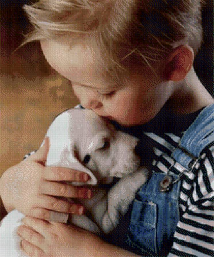 Дружба и верность. - щенок, верность, дружба, ребенок - предпросмотр