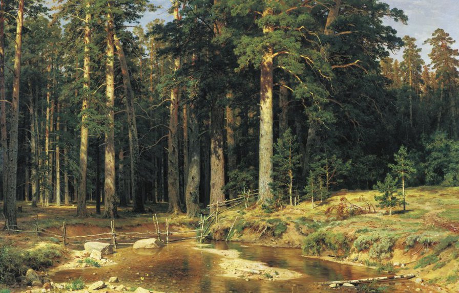 И.Шишкин, "Корабельная роща" - картина, пейзаж. природа. сосны. мост - оригинал
