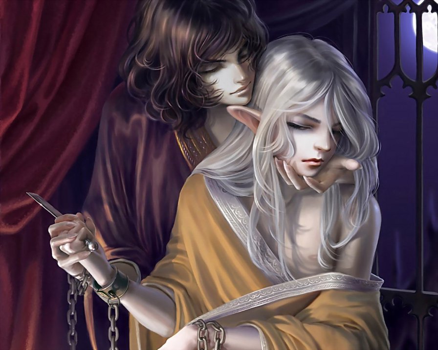 двое - эльфы, фэнтэзи, вампиры - оригинал