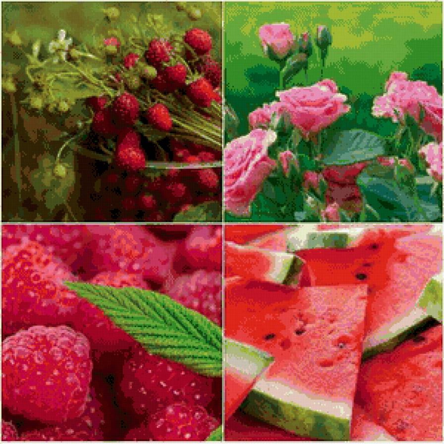 краски лета - полиптих, ягоды, модуль, лето - предпросмотр