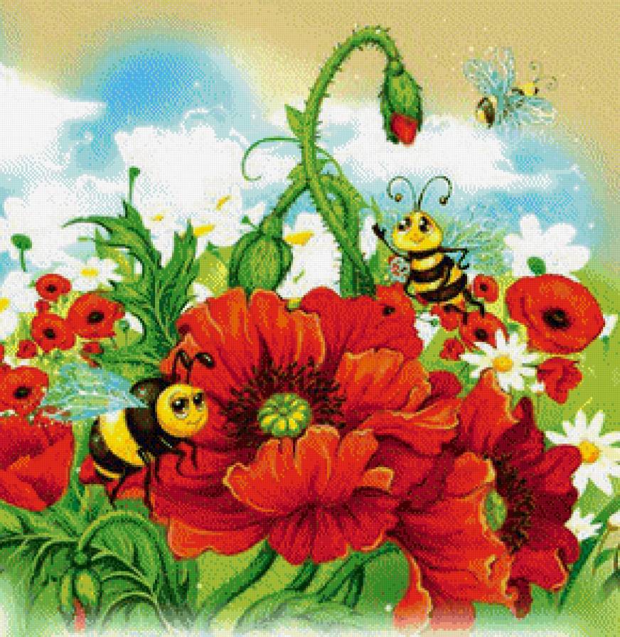 маки2 - маки пчелки цветы поле - предпросмотр