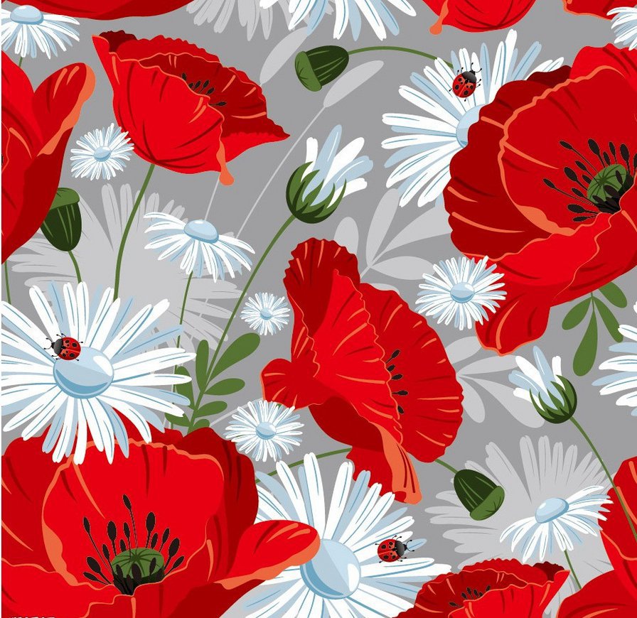 мак7 - цветы маки ромашки поле - оригинал